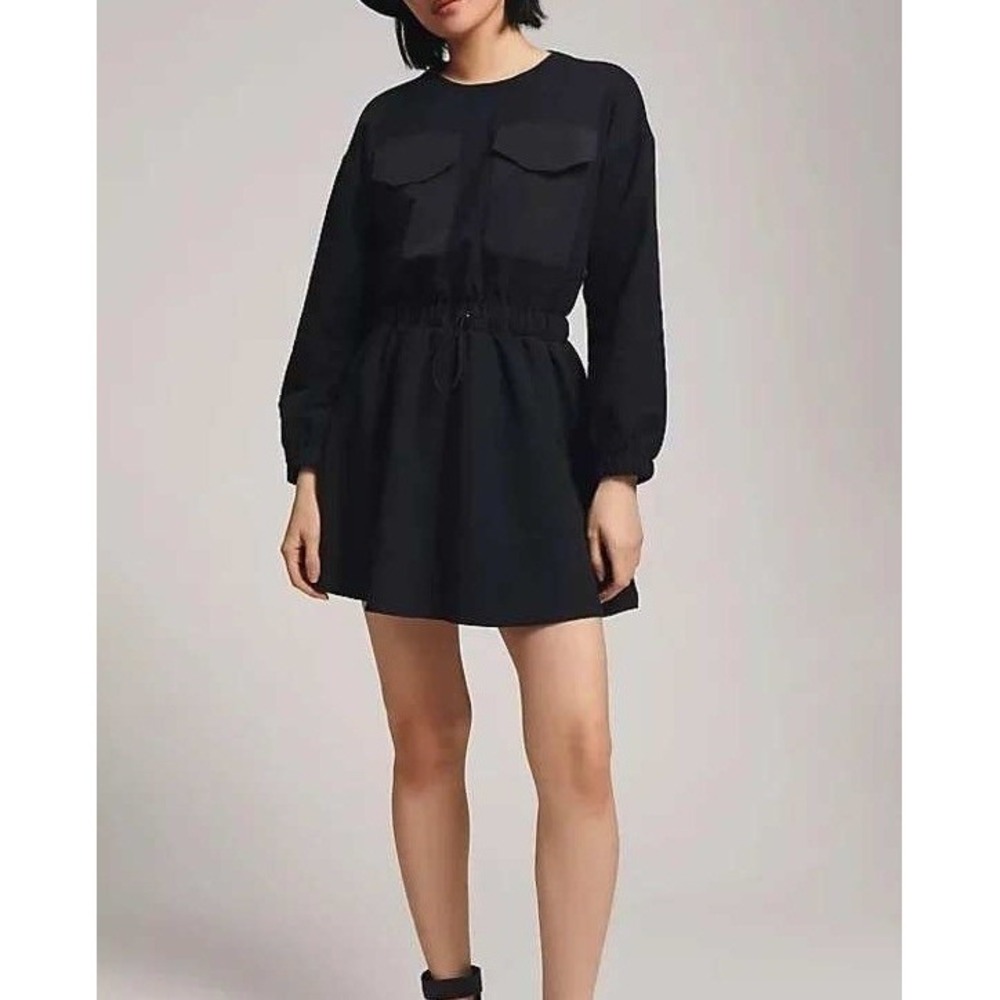 Daily Practice Anthropologie Utility Patch-Pocket Black Mini Dress SZ M Gorpcore